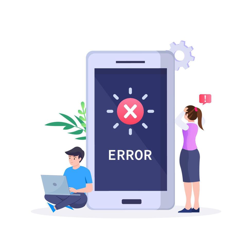 Modern flat illustration of verification failed and QR error vector