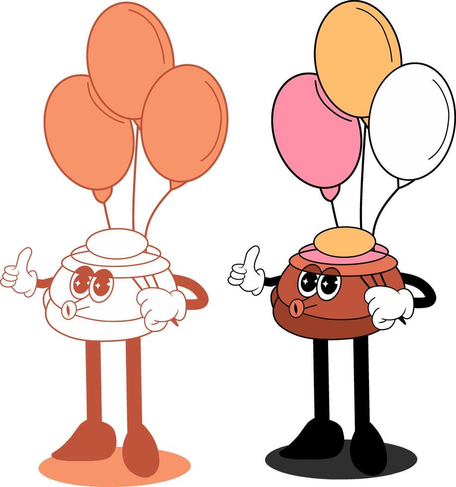 Birthday gift cakes carry very cute balloon decorations with two different concept variants vector