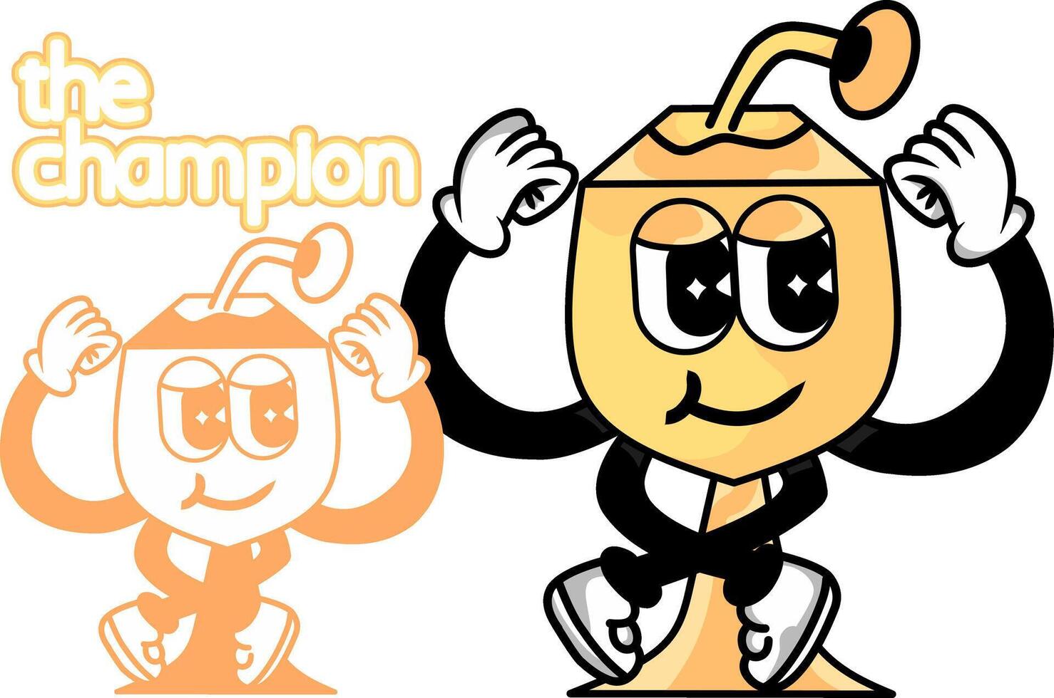 2icon concept of golden cup groovy character vector