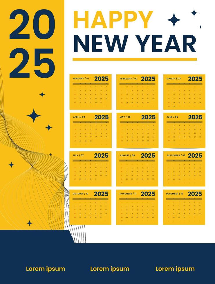 Vertical calendars for year 2025 vector
