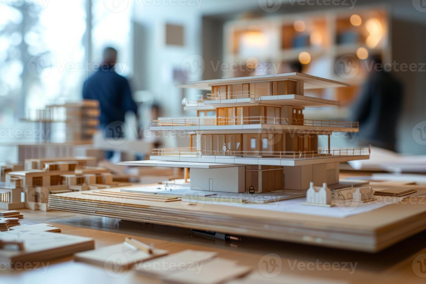 Architectural Model of a Building on a Table photo