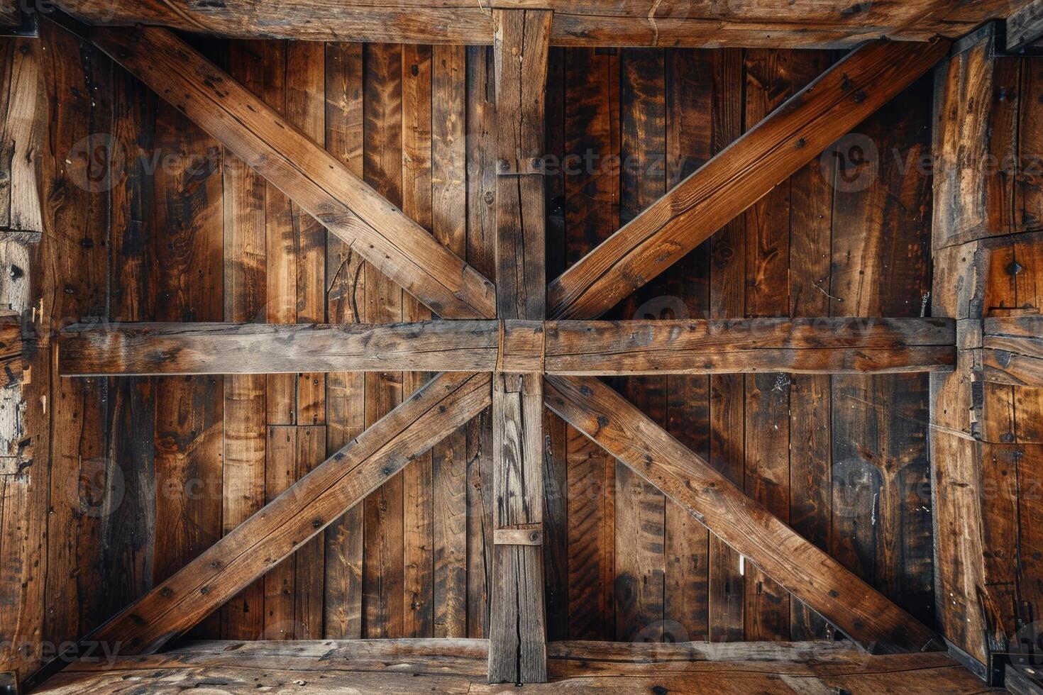 Close Up of Rustic Wooden Beams Structure photo