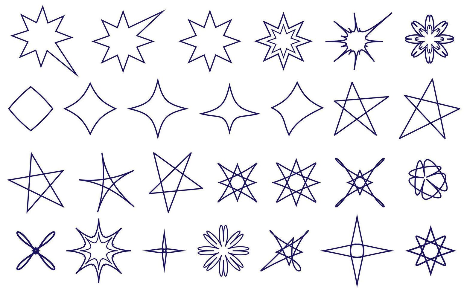 Hand drawn doodle stars and sparkles symbols illustration. vector