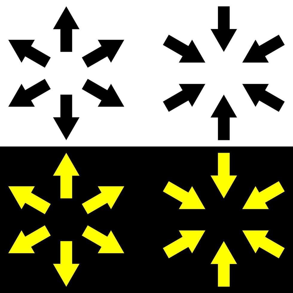 Arrow pointing center, inward arrow icon. vector