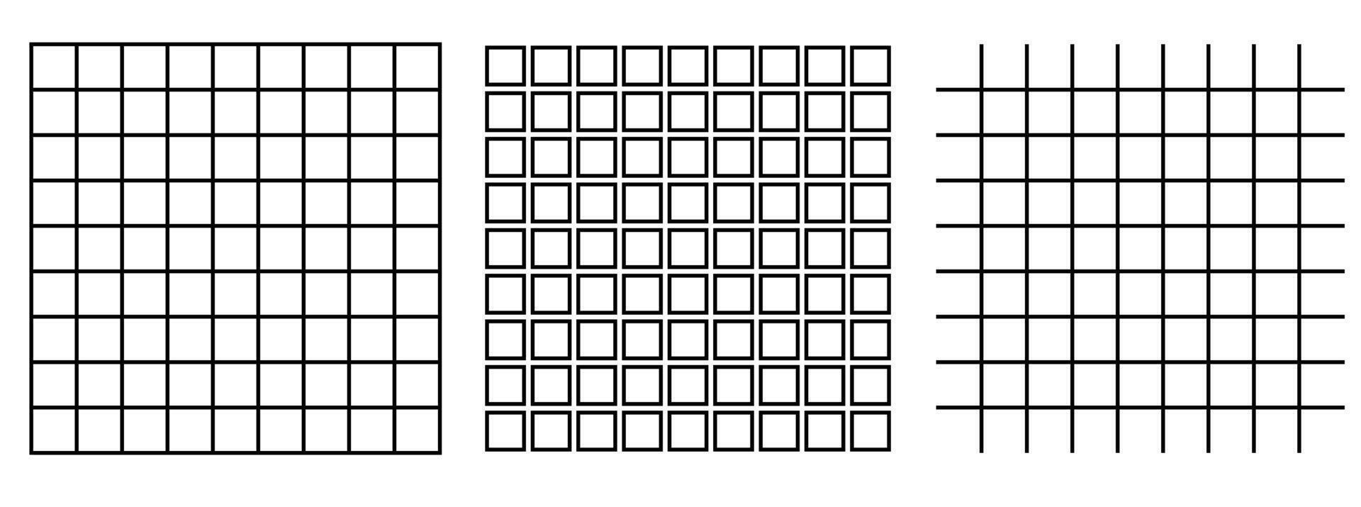 Square divided in 81 parts 9x9 grid black stroke illustration. vector