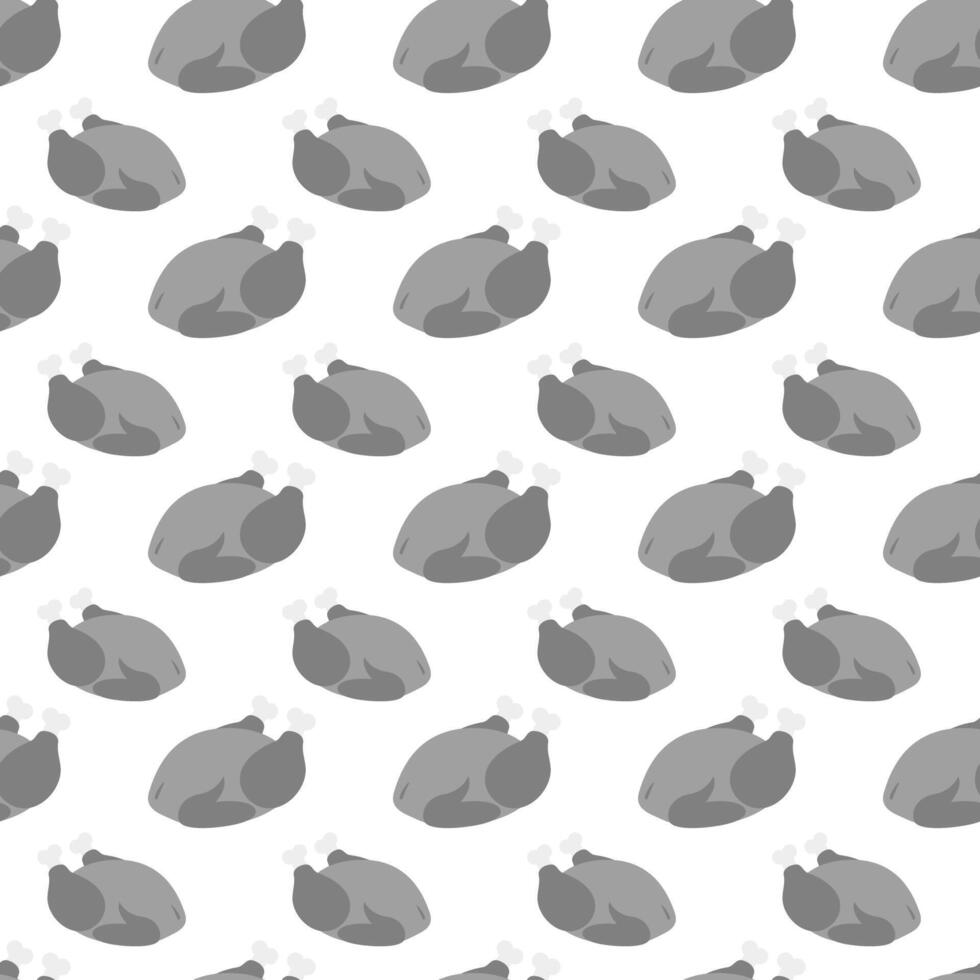Roast Turkey Seamless Pattern in grayscale. Abstract Background texture, wrapping or wallpaper idea vector