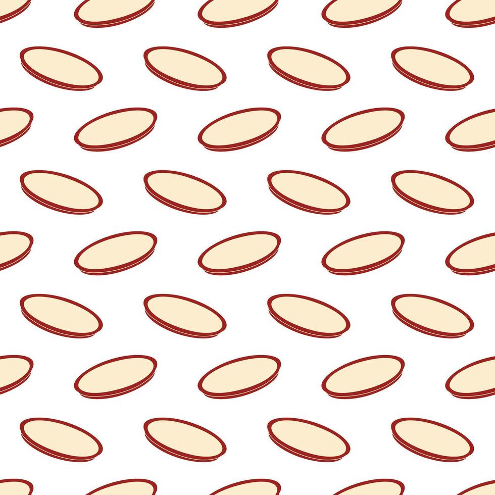 Hand drawn Empty oval plate in trendy shades Seamless pattern. Abstract background texture concept vector