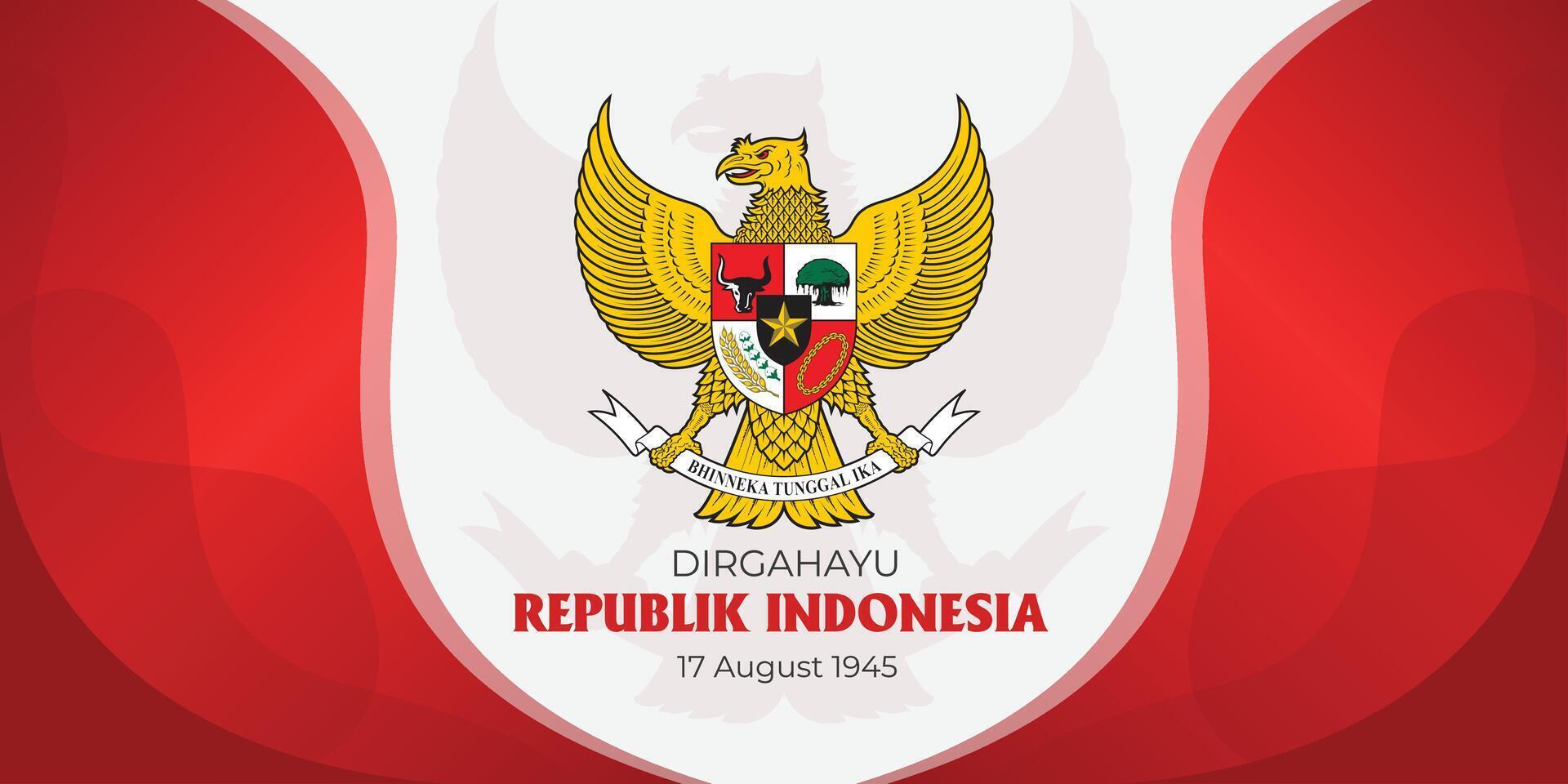Gradient indonesian independence day illustration with garuda vector