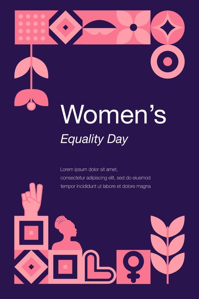Women's Equality Day in the United States. August. Geometric template celebrating women's history month. Feminism concept. Template for background, banner, postcard, poster. vector