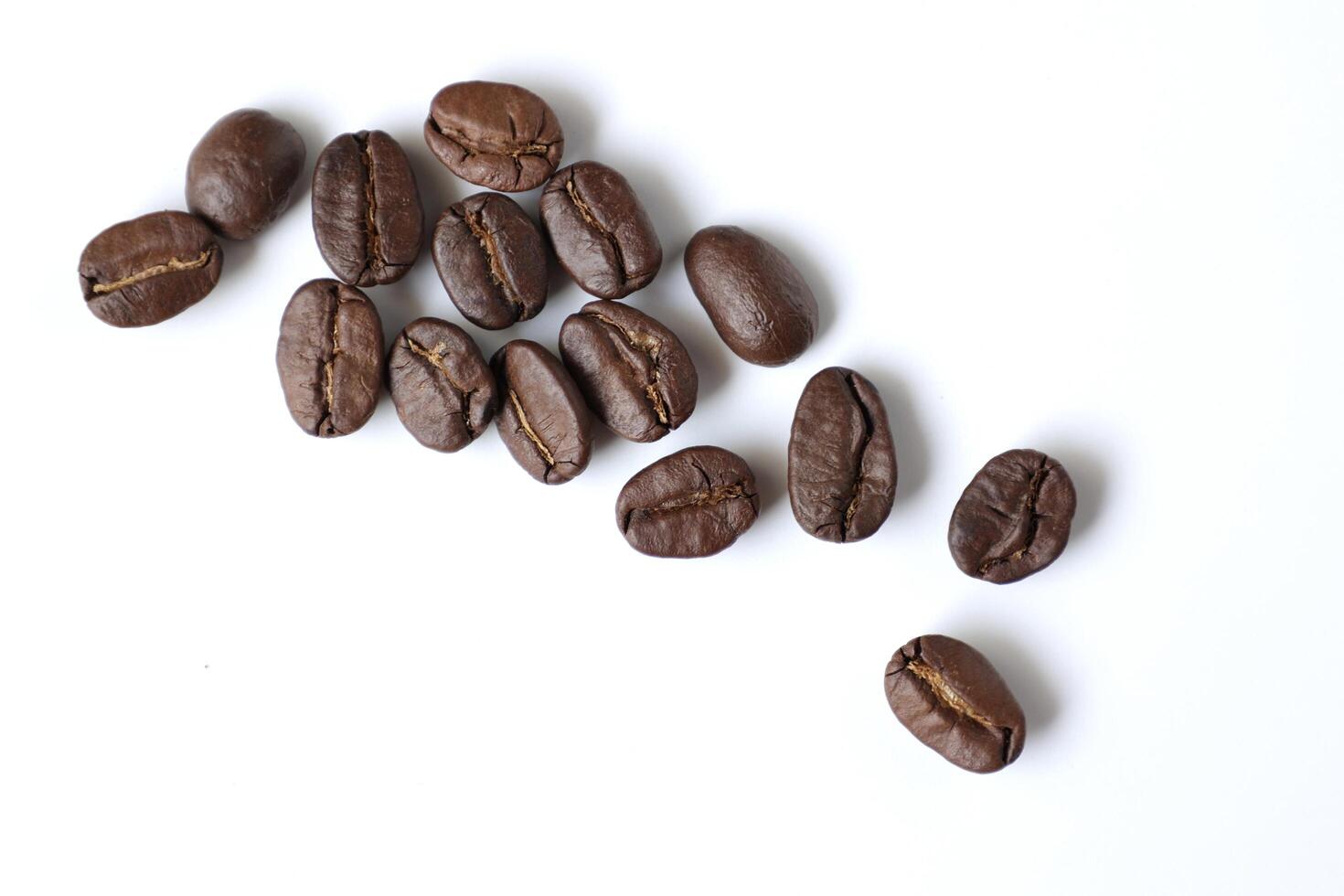 Bean isolated on white, brown roasted coffee beans on white photo