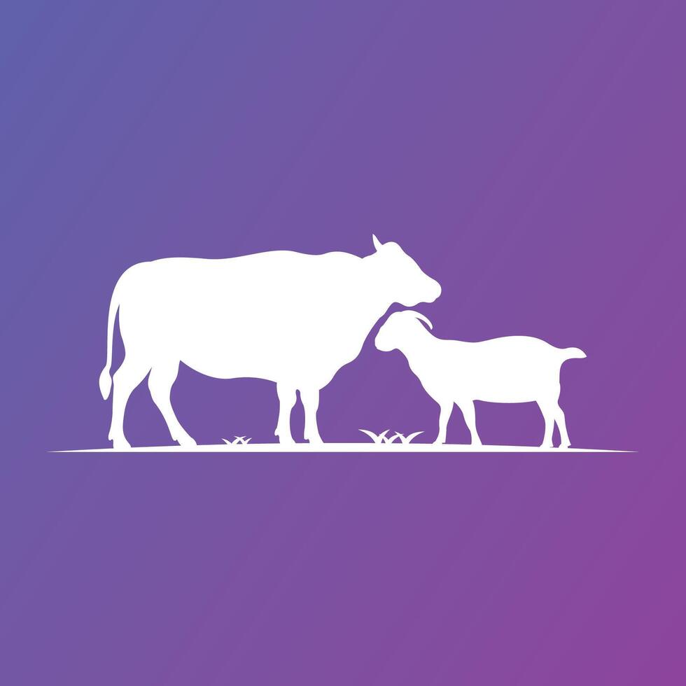Sheep and cows on Eid al-Adha Holiday vector