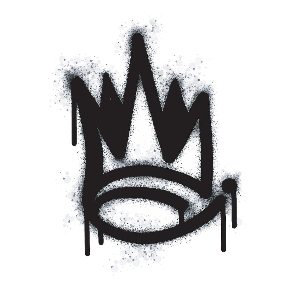 Spray painted graffiti crown sign in black over white. Crown drip symbol. isolated on white background. vector