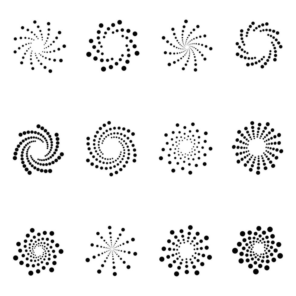 Set of circular geometric abstract dot symbols different shapes vector