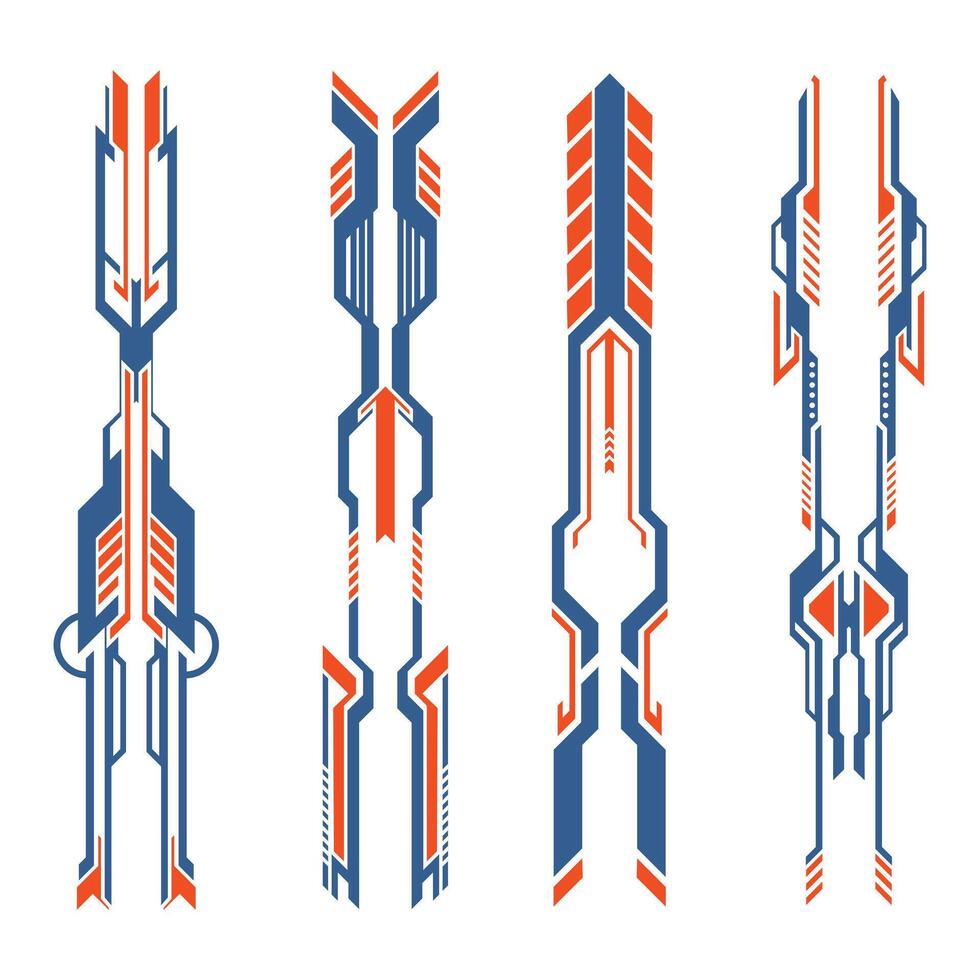 Collection of abstract geometric car wrap racing decals vector