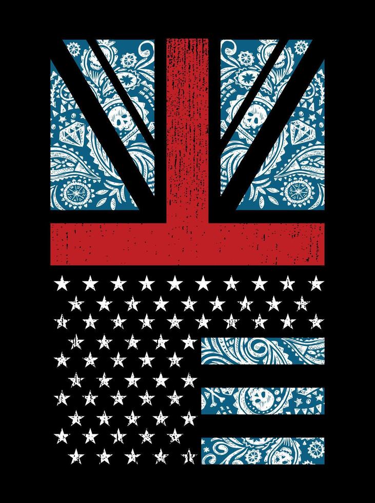 Illustration of flag with skull and cashemere elements. vector