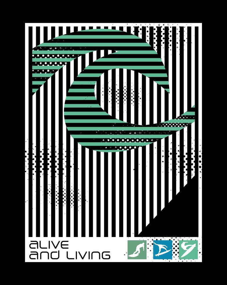 Illustration in geometric style with allusion to surf. vector