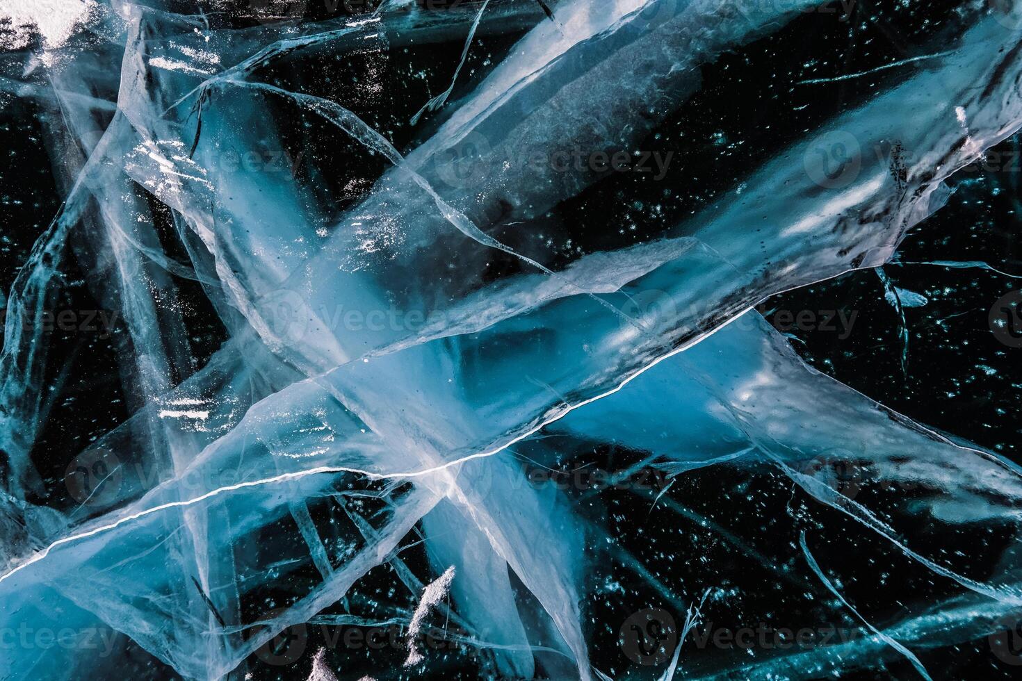 Cracks and bubbles in the ice of Lake Baikal photo