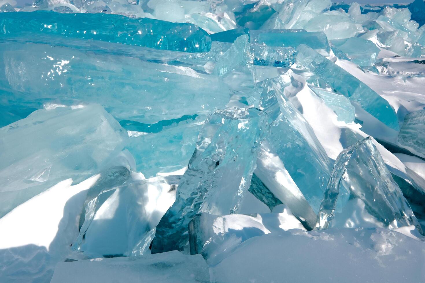 Pieces of crystal clear lake ice photo