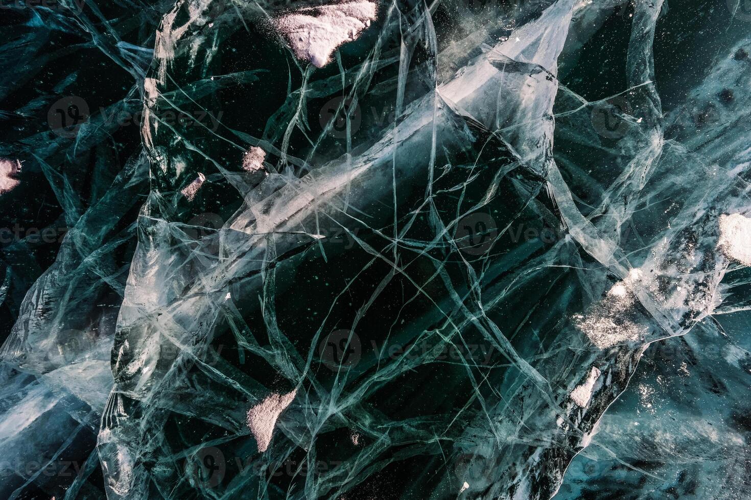 Cracks and bubbles in the ice of Lake Baikal photo