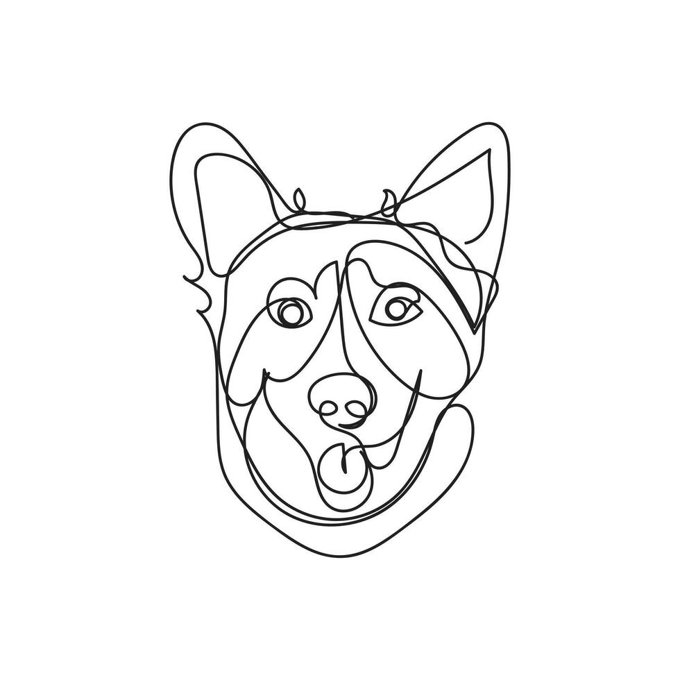 dog one line art, dog continuous line art, dog minimal line art design vector