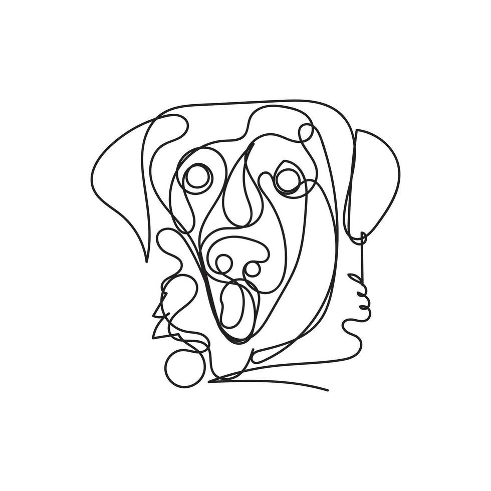 dog one line art, dog continuous line art, dog minimal line art design vector