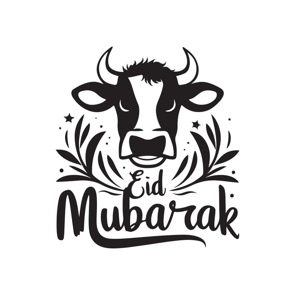 cow with Eid Mubarak silhouette design vector