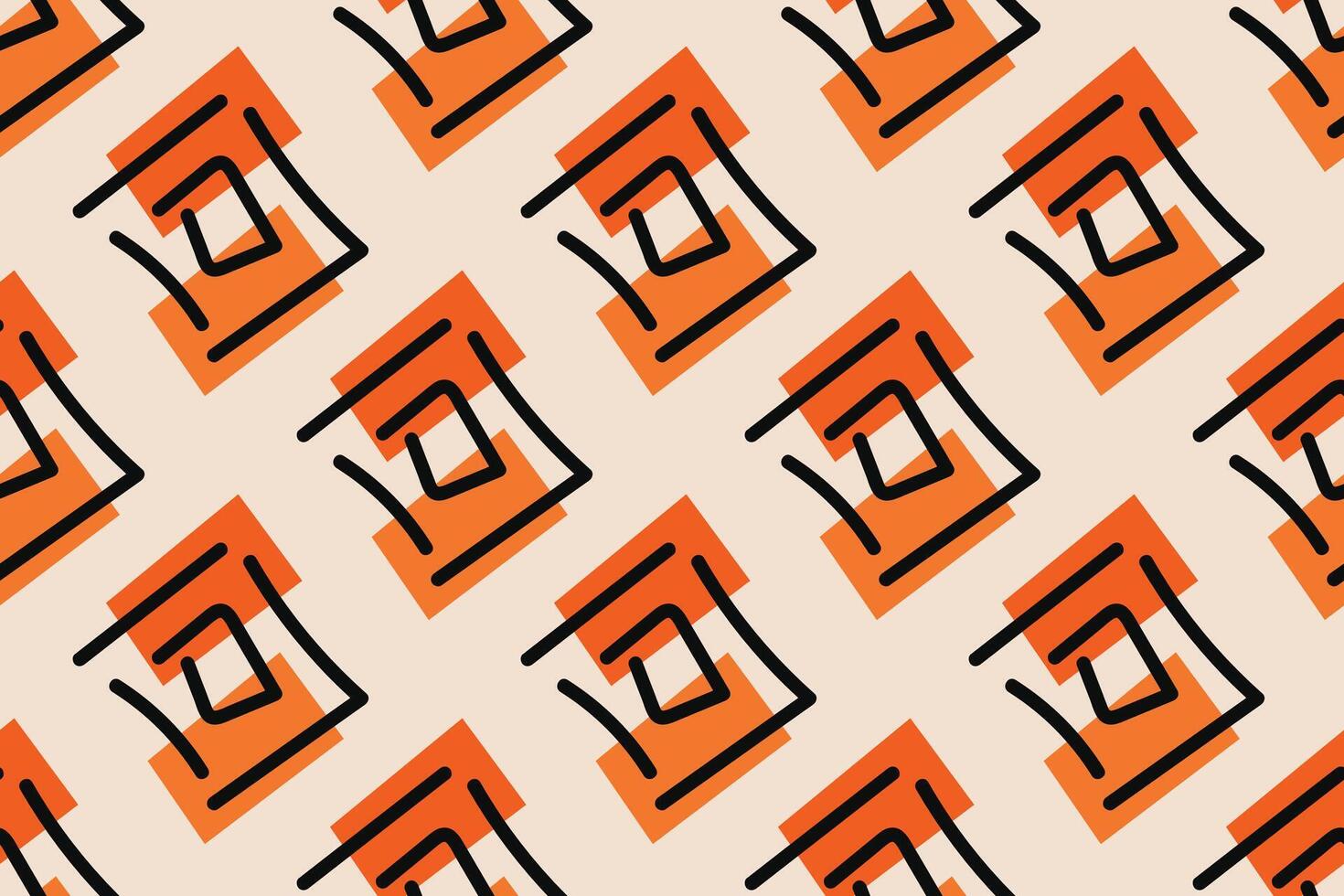 Geometric seamless pattern with orange and white color Simple graphics. vector