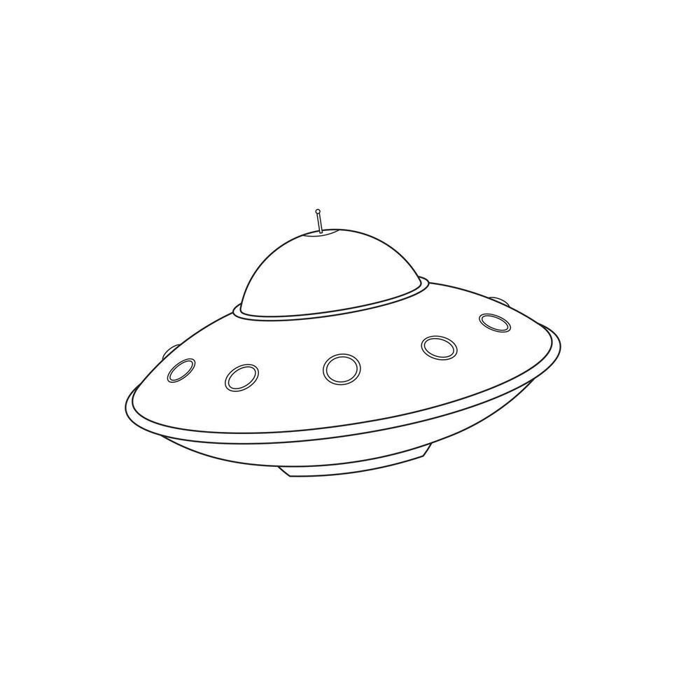 Hand drawn kids drawing cartoon illustration flying ufo icon Isolated on White vector