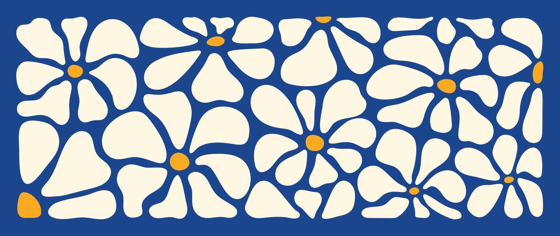 Abstract botanical art background . Natural hand drawn pattern design with leaves branch, flower. Simple contemporary style illustrated Design for fabric, print, cover, banner, wallpaper. vector
