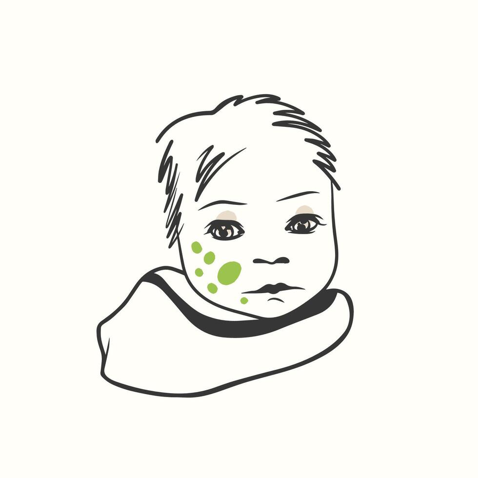 Portrait of a Baby in graphic style, sketch vector