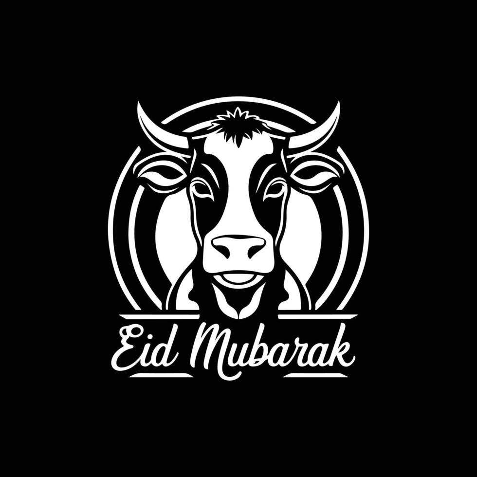 cow with Eid Mubarak silhouette design vector