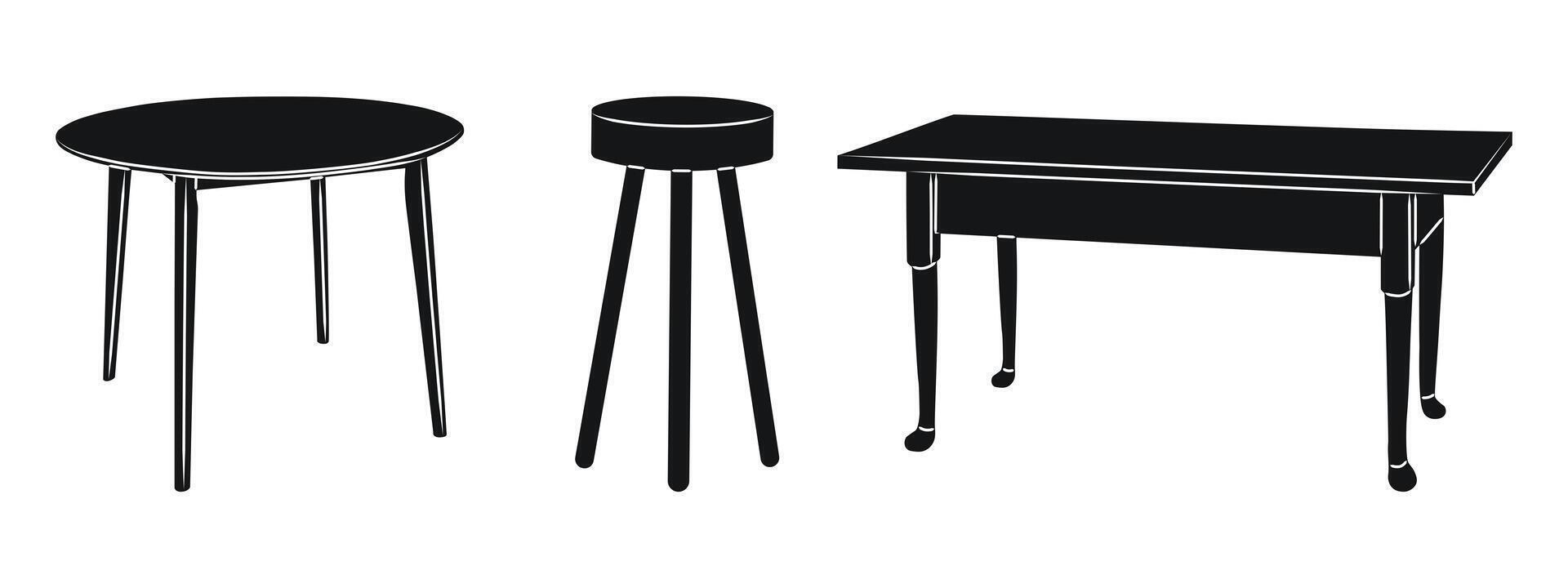Image of single tables. Piece of the interior vector