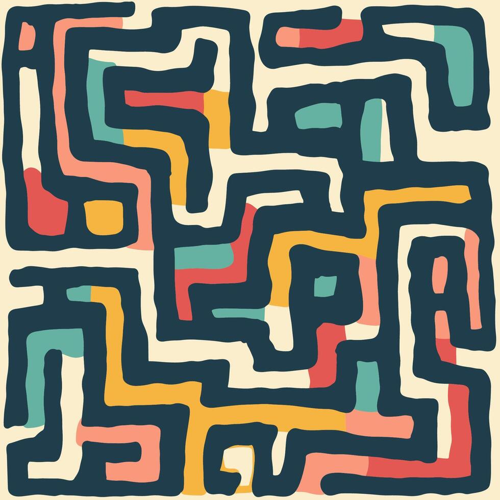 Abstract hand drawn maze design background vector
