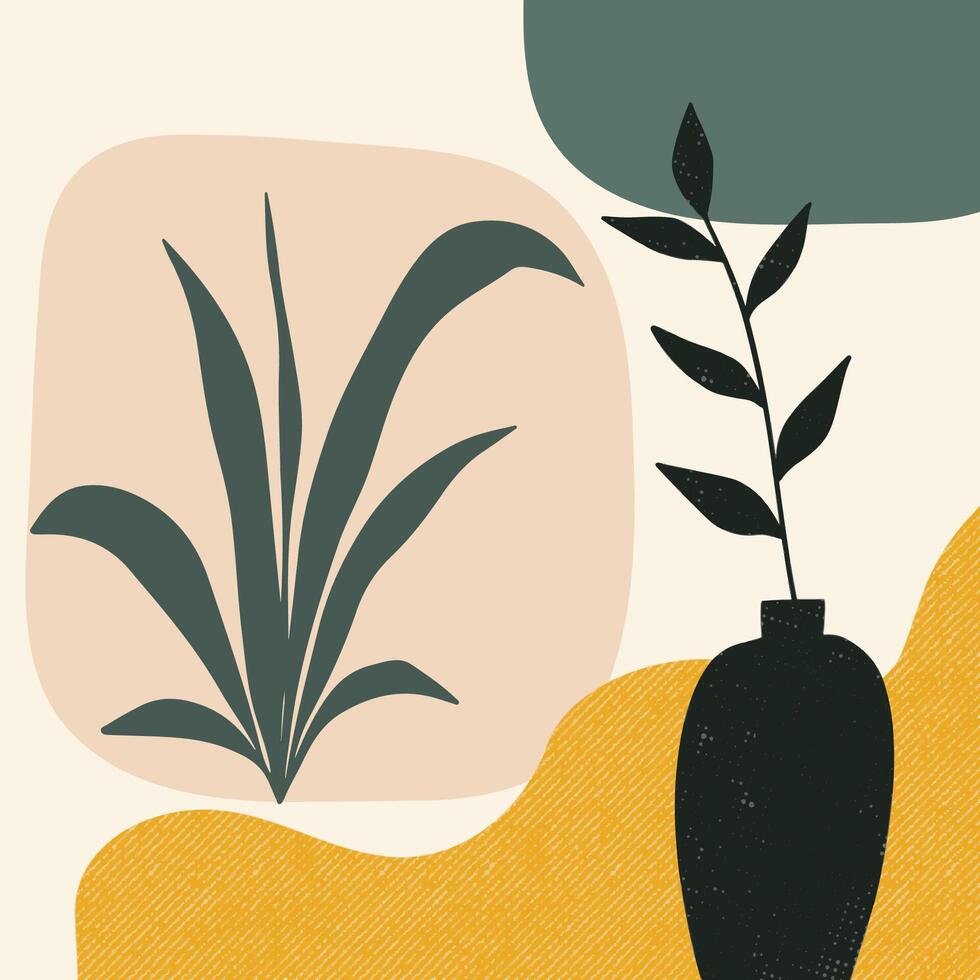 hand drawn Scandinanvian style wall art design vector