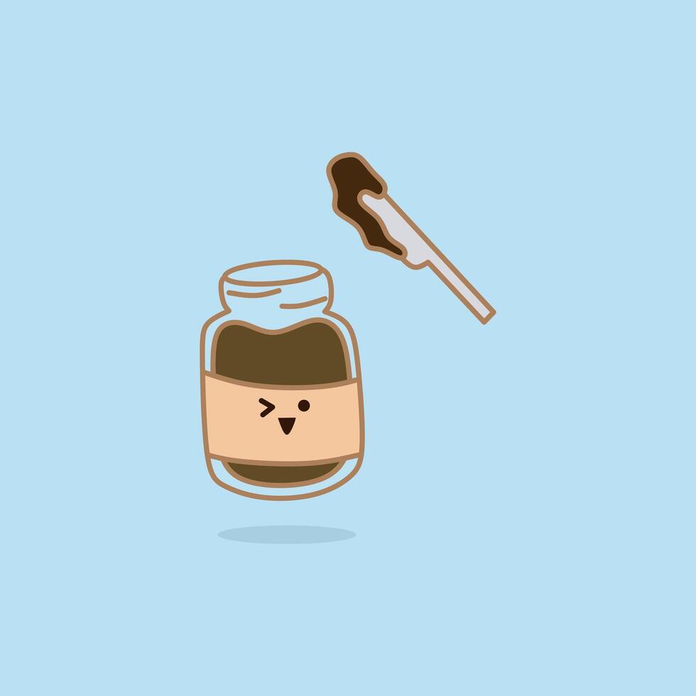 Cute Chocolate Jam on a white background, illustration. vector