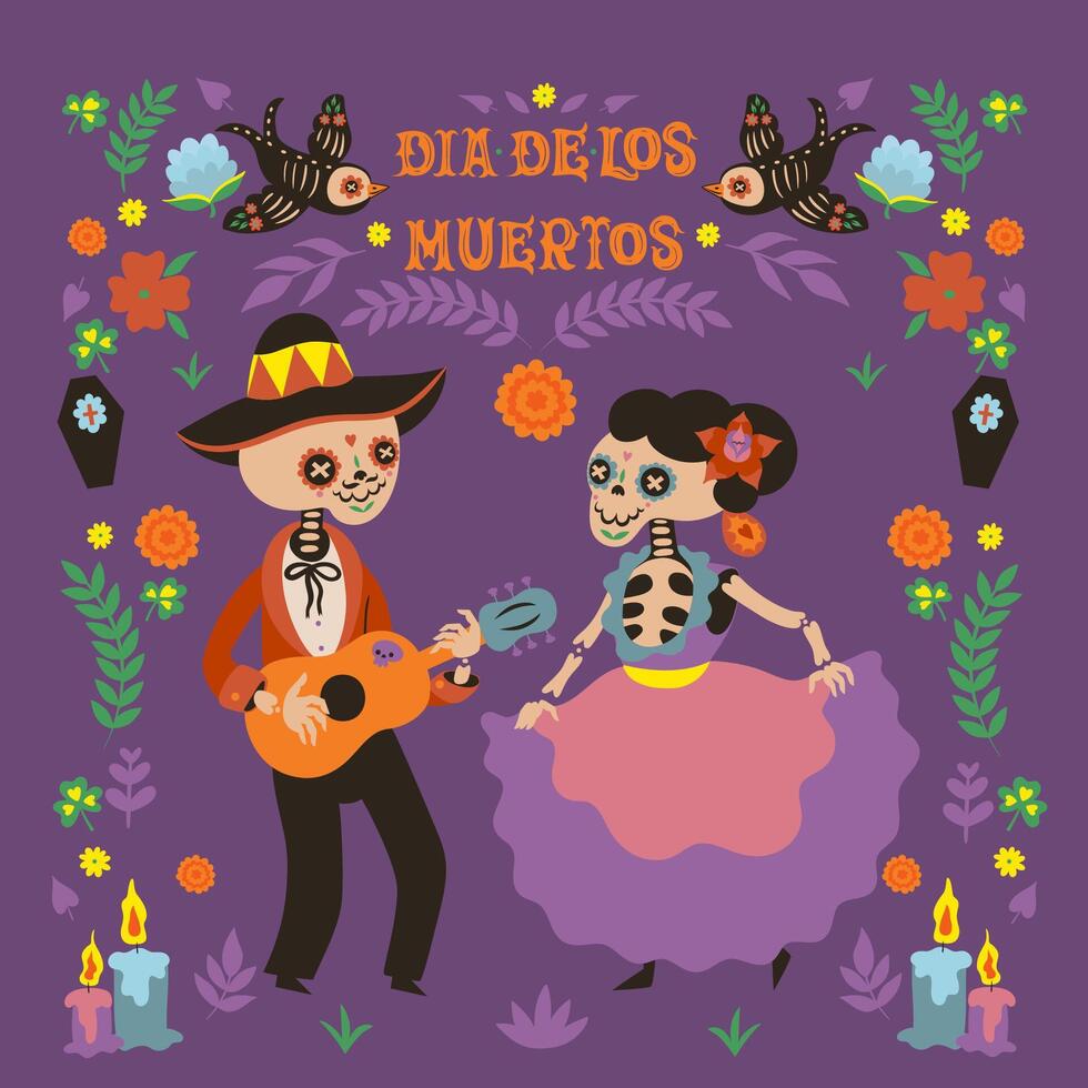 Dia de los Muertos greeting card for Day of the Dead. image vector