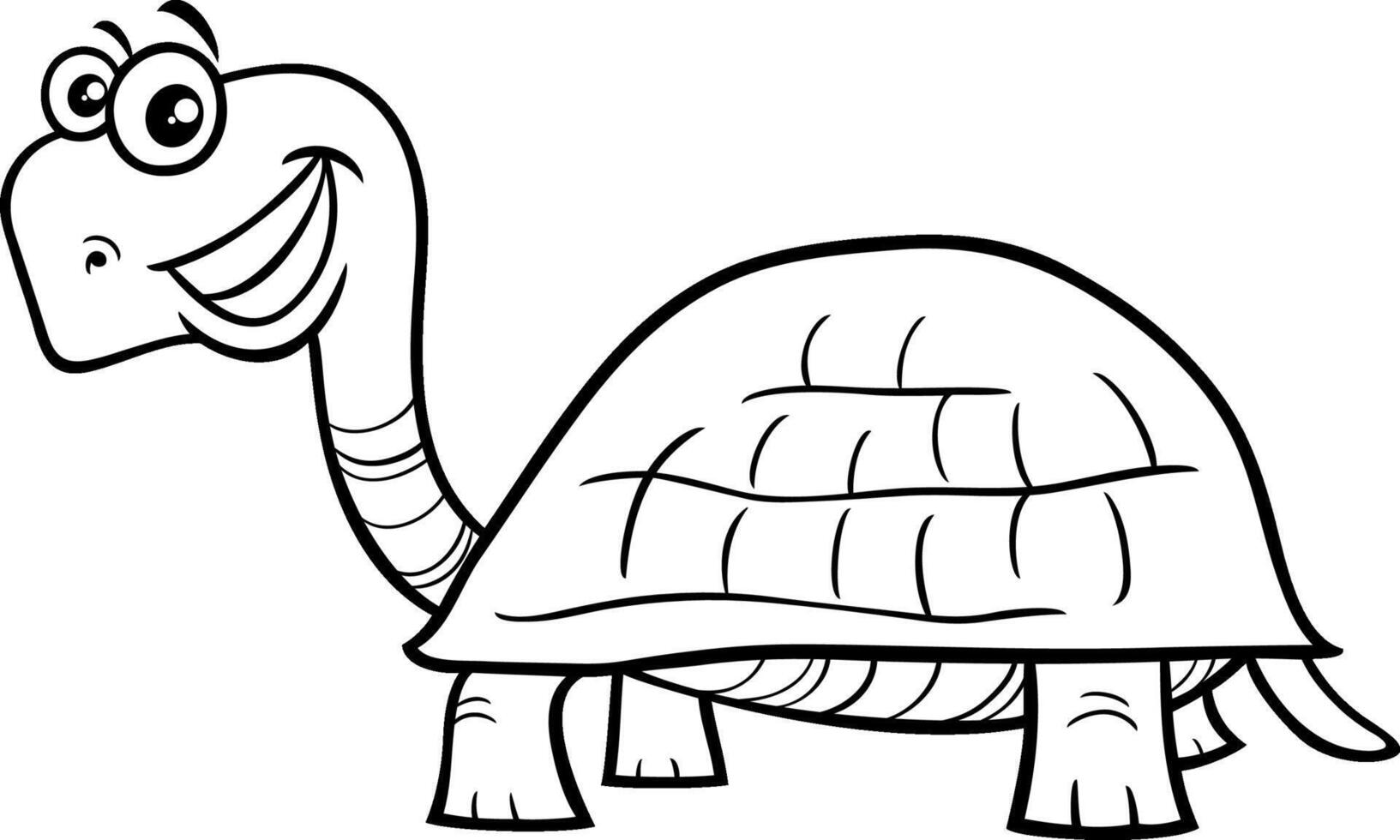 funny cartoon tortoise animal character coloring page vector