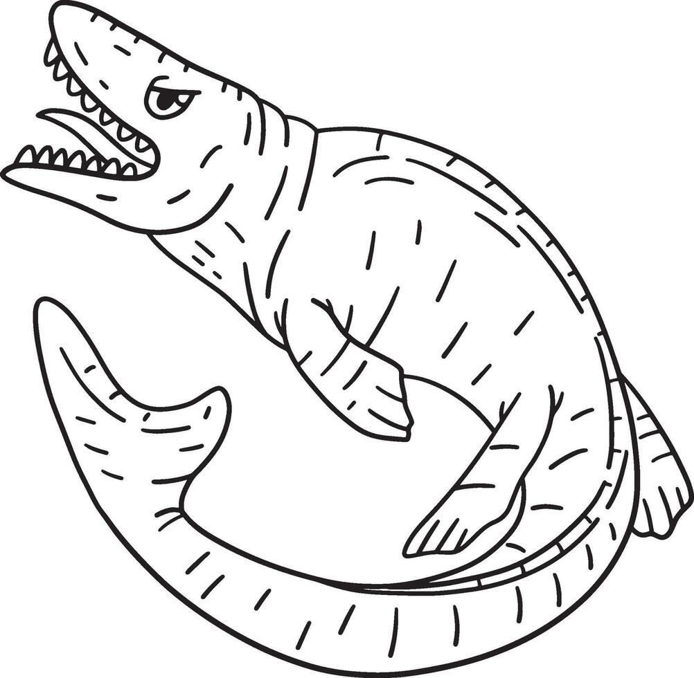 Mosasaurus Dinosaur Isolated Coloring Page vector