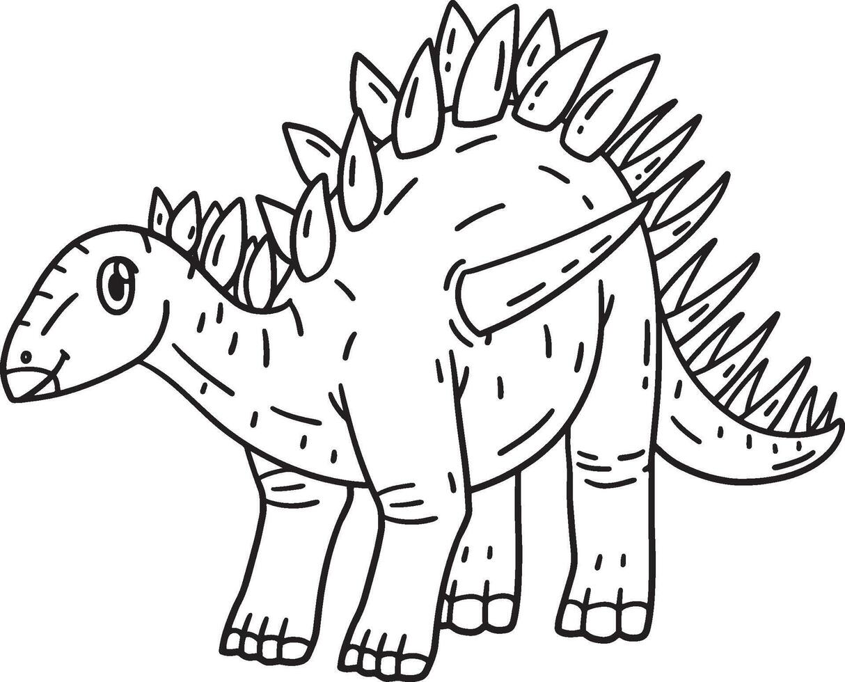 Kentrosaurus Dinosaur Isolated Coloring Page vector