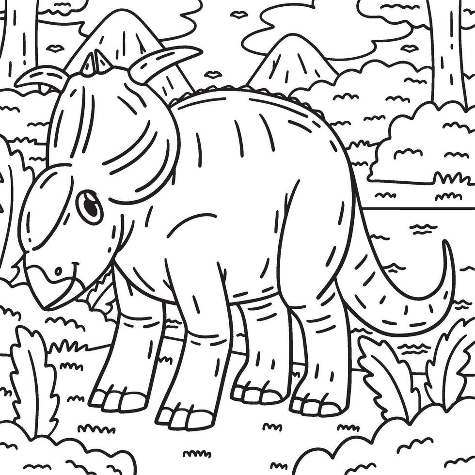 Pachyrhinosaurus Dinosaur Coloring Page for Kids vector