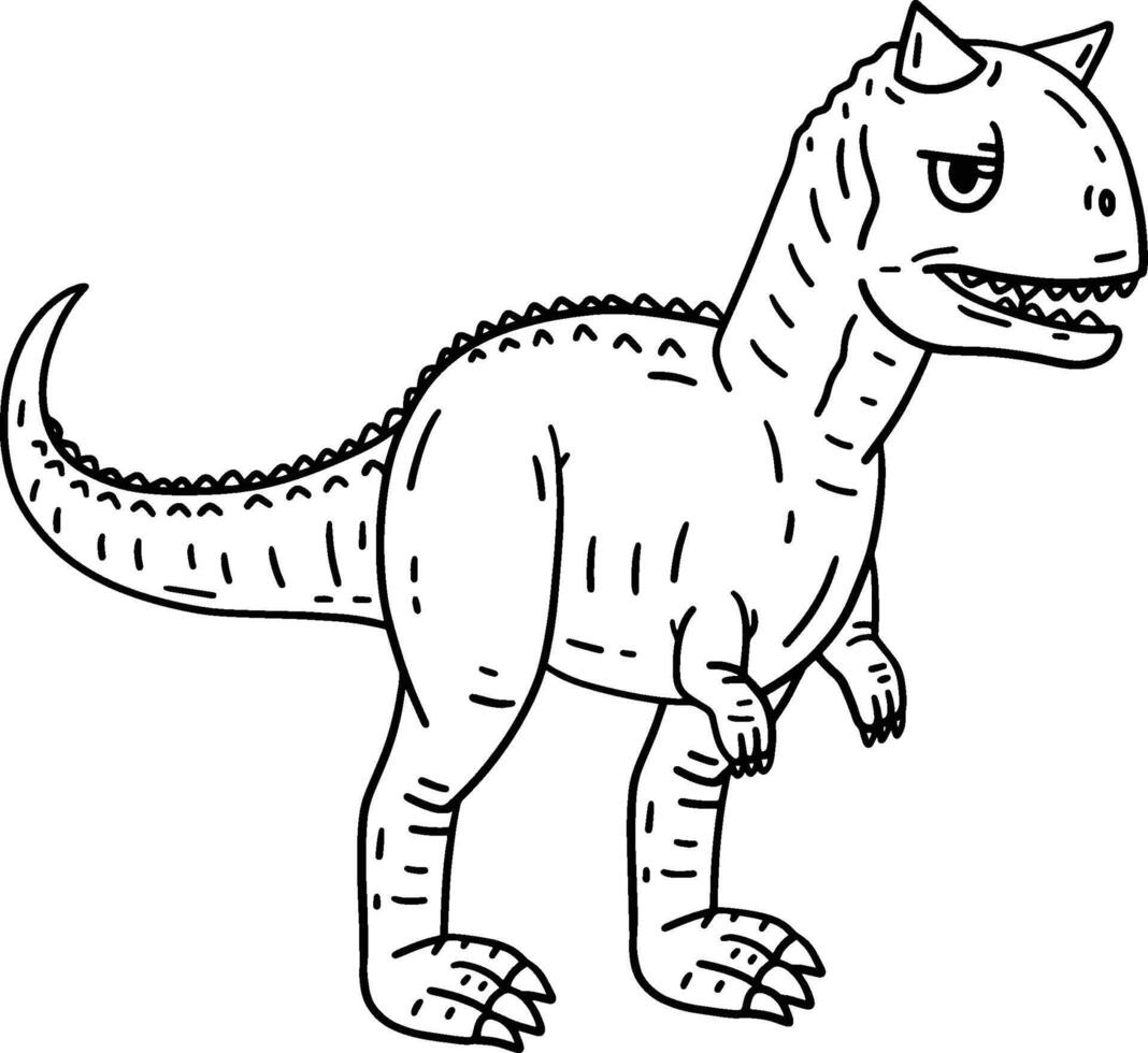 Carnotaurus Dinosaur Isolated Coloring Page vector