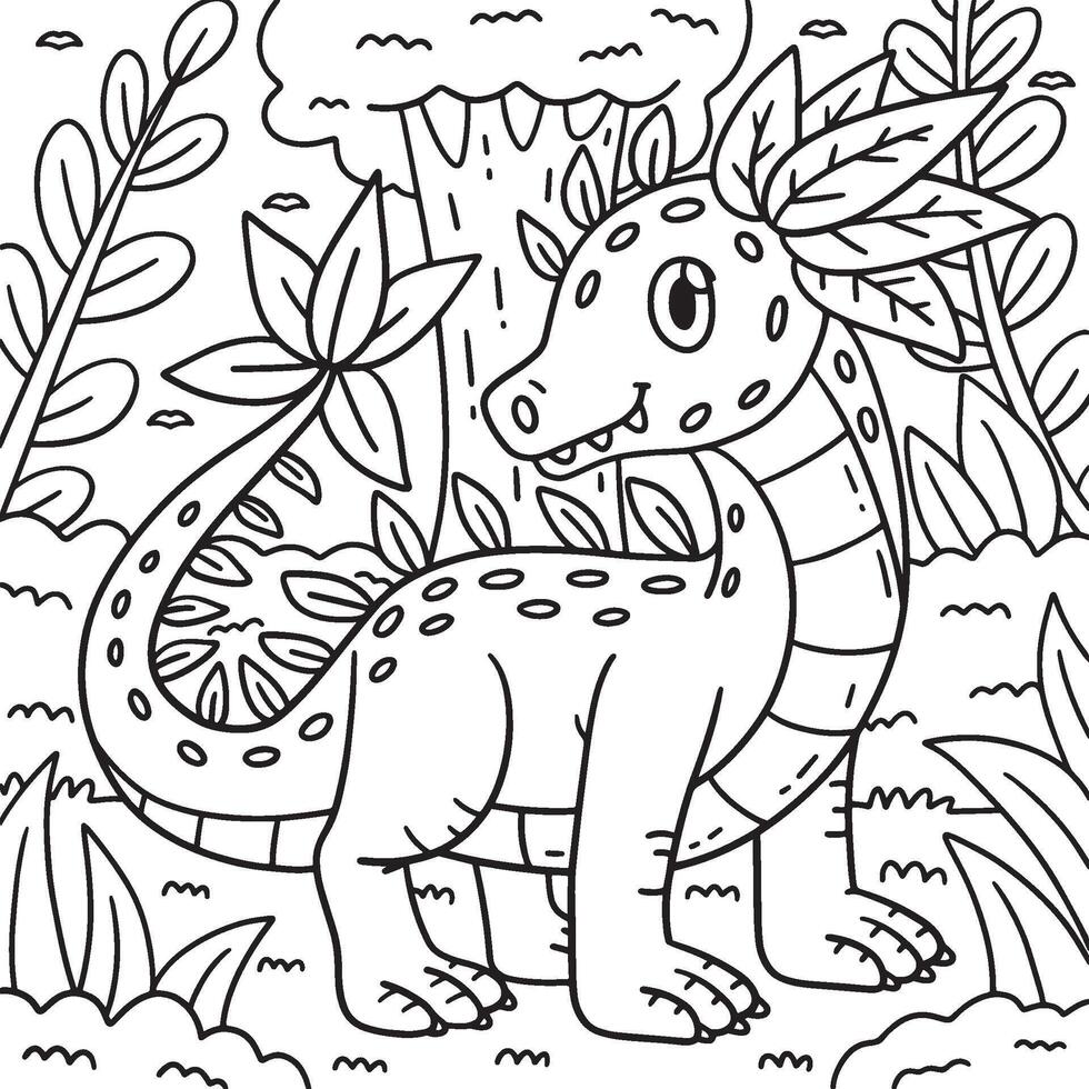 Dragon Leaf Coloring Page for Kids vector