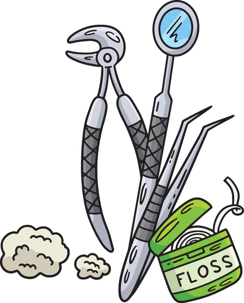 Dental Care Tooth with a Tools Cartoon Clipart vector