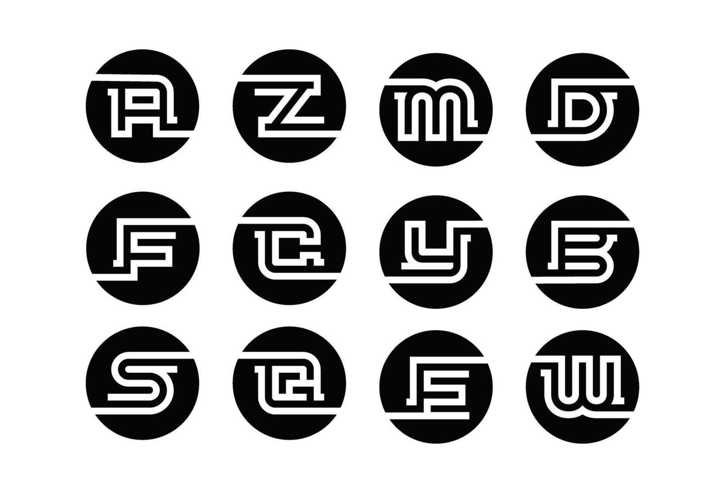 Minimai Fond Logo Letter set vector