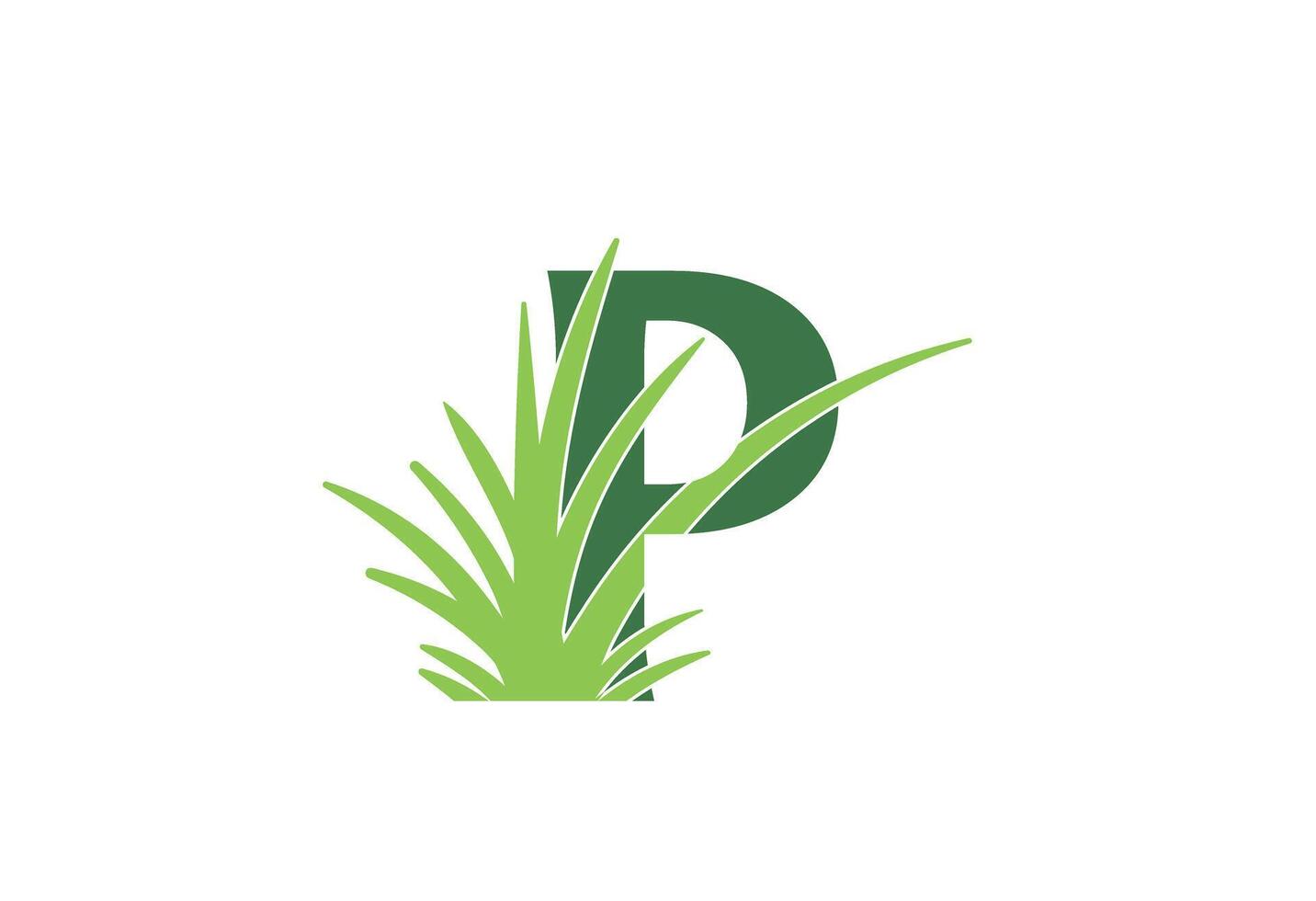 Abstract p grass logo vector