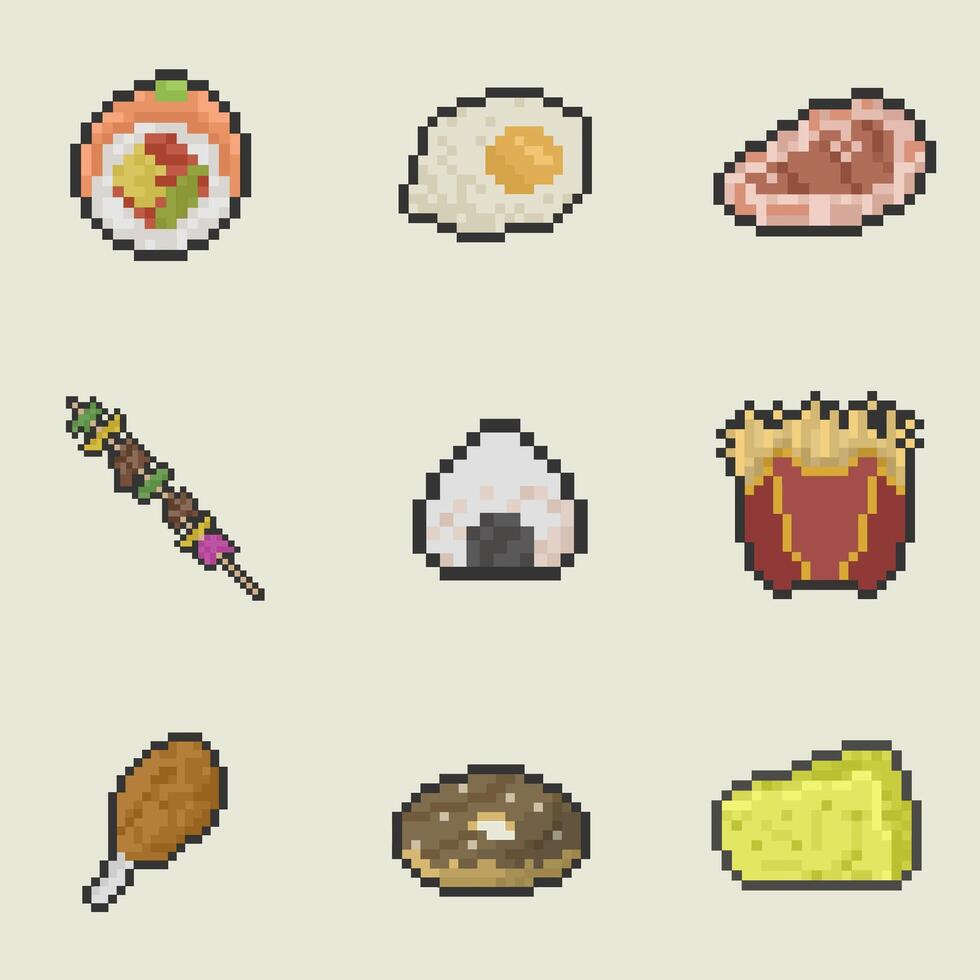 food pixel art bundle collection for your digital asset vector