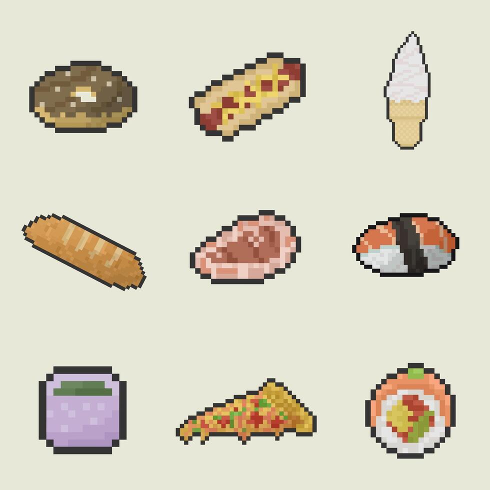 food pixel art bundle collection for your digital asset vector