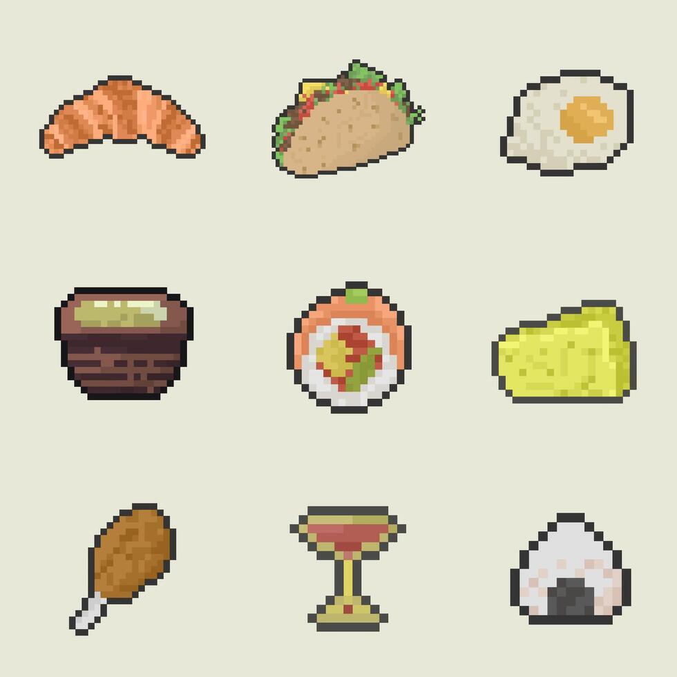 food pixel art bundle collection for your digital asset vector