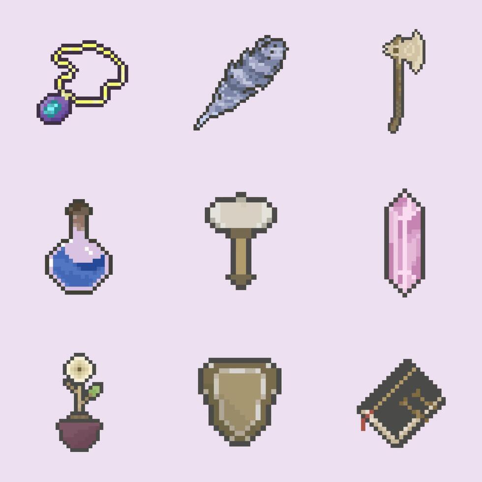game items collection pixel art bundle collection for your digital asset vector
