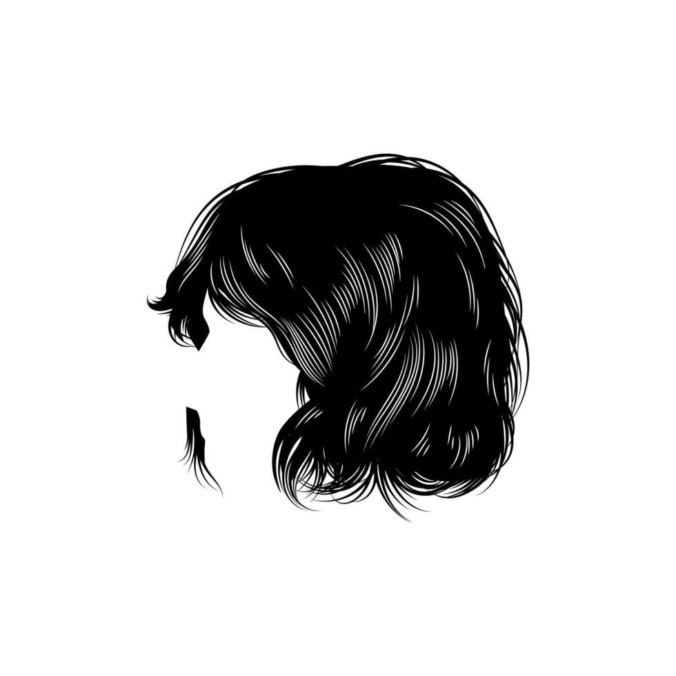 Side view bob hair detailing for graphic resource vector